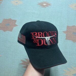 Vintage Strapback hat cap brooks & Dunn country music USA flag black adjustable